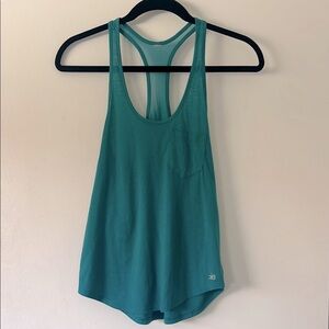 ALO | Yoga Teal Sleeveless Relaxed Tank Top with Mesh Back